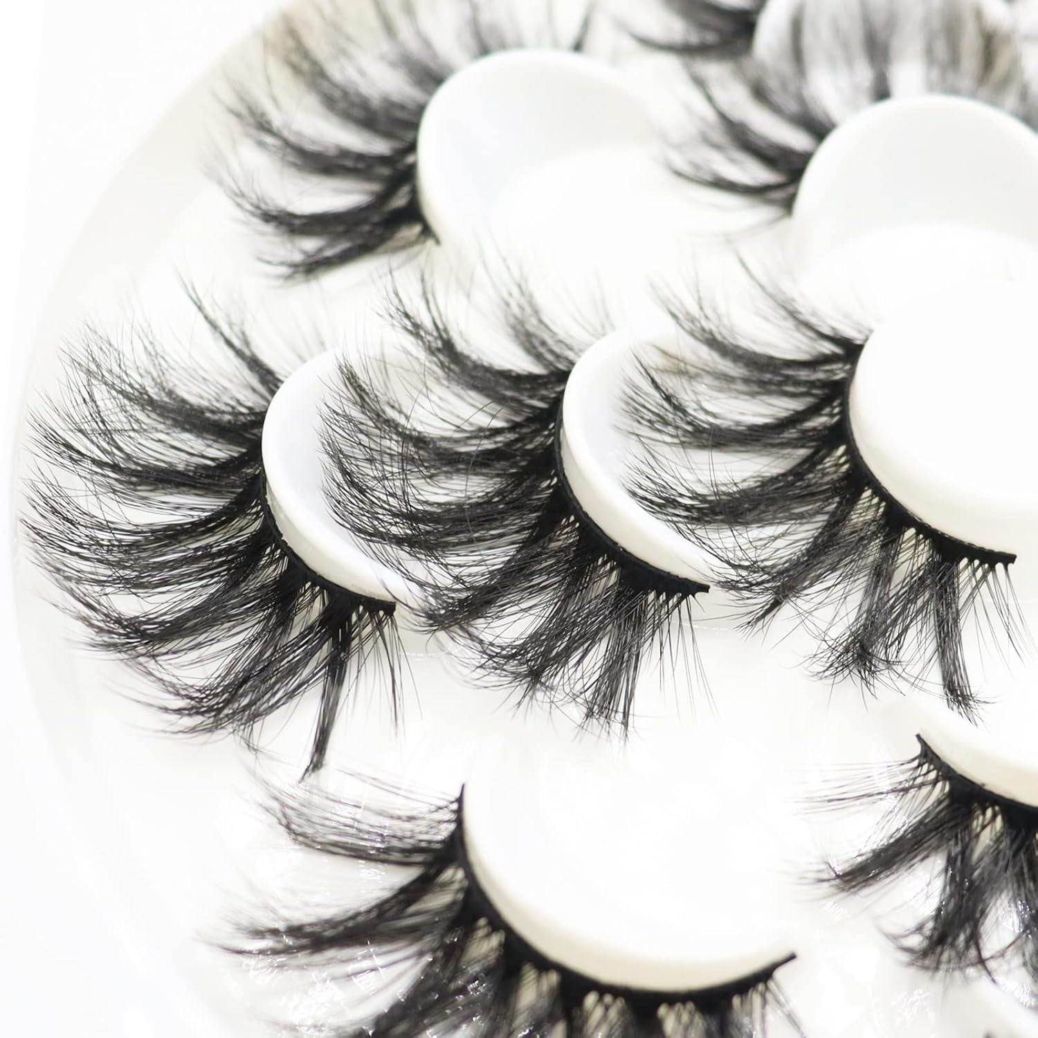 False Eyelashes 25Mm Lashes Wispy Long 8D Mink Lashes Dramatic Volume Fluff Eye Lashes Pack for Women 7Pairs Soft Reusable Fake Eyelashes
