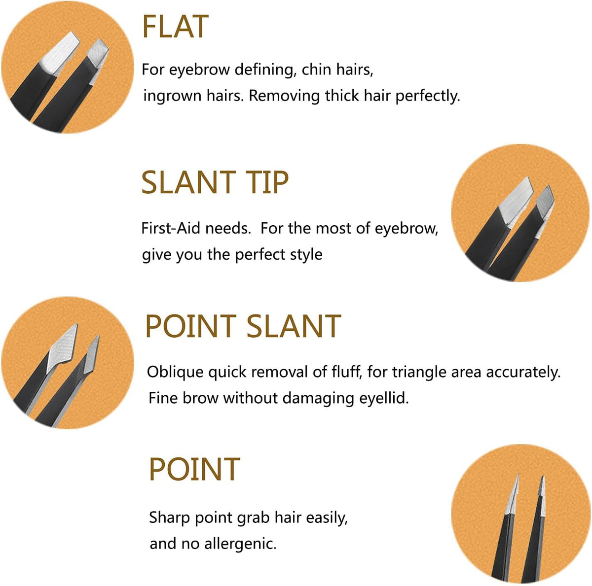 [4+1 Pieces] Tweezers Set with Travel Case, Great Precision Upgrade Professional Anti-Rust Alloy Tweezers for Women & Men, Multi-Purpose as Eyebrows Facial Hair Ingrown Hair Removal