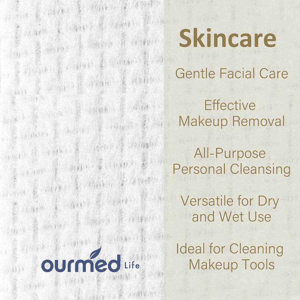 Face Towels, Disposable Biodegradable Facial Towels for Sensitive Skin, Lint- Free Face Wipes for Washing Face, Skincare and Makeup Remover, Dry Wipes, 10"×12" Extra Large, 50 Count