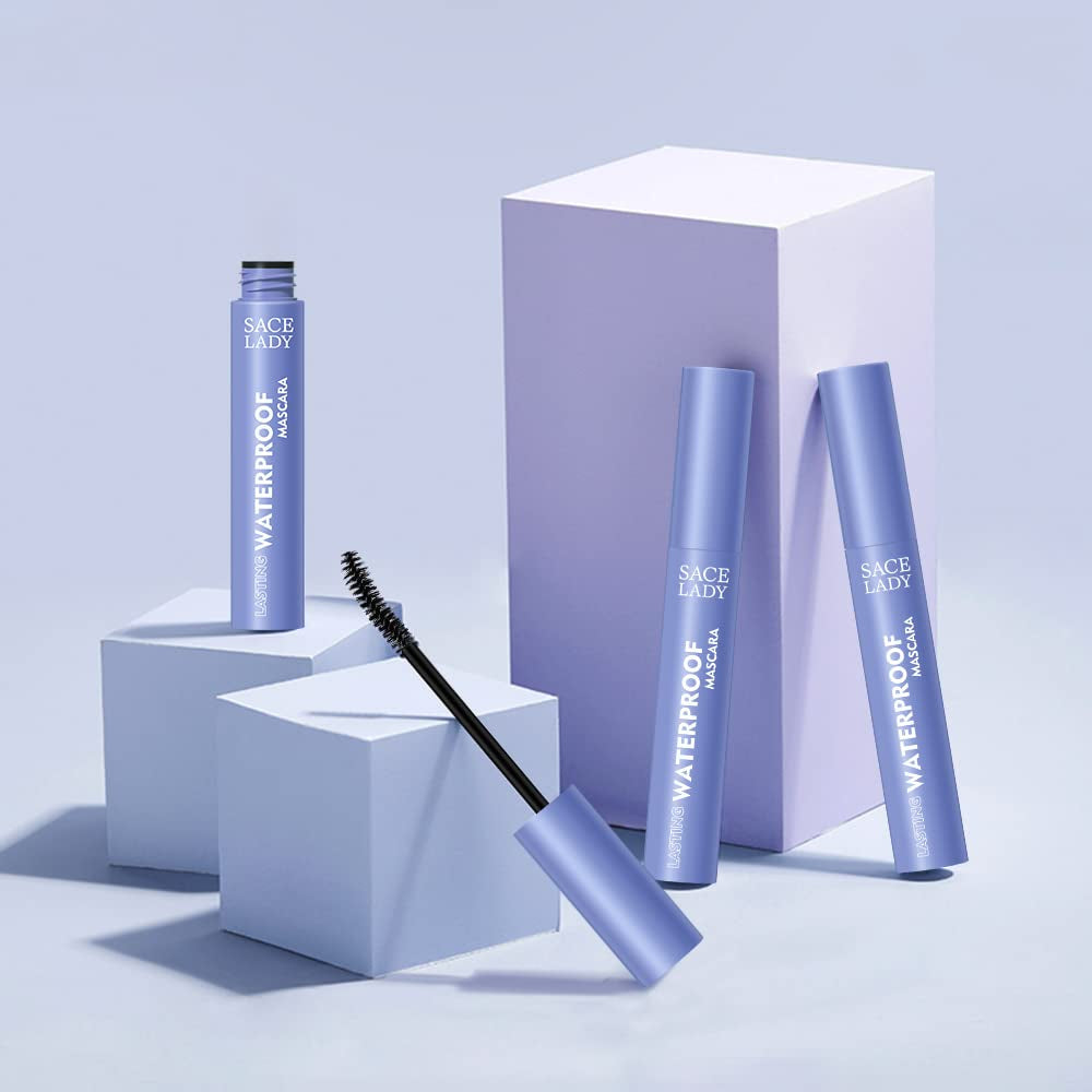 Black Mascara, Waterproof Volume Lengthening Eyelashes Mascara, Long Wearing Natural-Looking Smudge-Proof No Clumping Eye Makeup